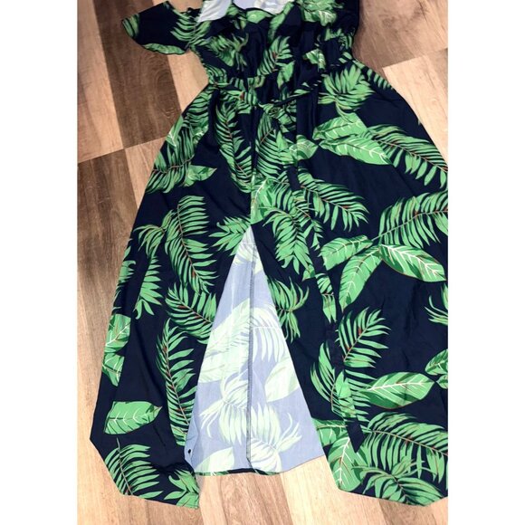 Tropical Leaf Print Off-Shoulder Dress 3XL - Picture 5 of 8
